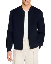 Sandro Double Faced Wool Blend Varsity Jacket