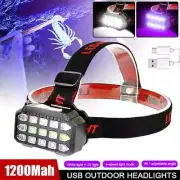 2in1 White+UV LED Headlamp USB Rechargeable Headlight Pet Stains Checker Torch
