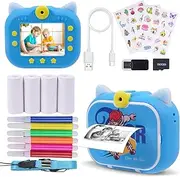 DYNASONIC Instant Camera for Kids (Skater 2nd Generation) Digital Photo Video Camera 48MP 2.5K UHD SD 32GB 4 Digital Printing Paper Kids 3-14 Years Old