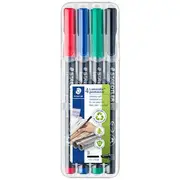 Staedtler Lumocolour Permanent Pen Broad Assorted 4 Pack