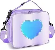 KEAIDUO Girl Lunch Bag Cute Fashion Insulated Reusable Lunch Bag Cooler Lunch Tote Box for Girl Women School Kindergarten Purple