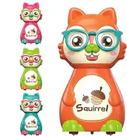 Press and Go Car, 4X Cartoon Squirrel Slide Vehicles, Preschool Learning Toys, 9.5x6.5x5cm, Cute Animal Friction Powered Racers, Fun Interactive Play for Boys & Girls