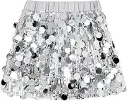 [Miipat] Girls Sequin Skirt Sparkly Toddler Kids Mini Glitter Skirt Elastic Waist Party Pencil Skirt