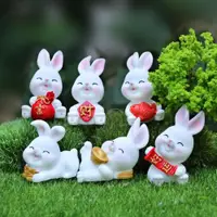 在飛比找ETMall東森購物網優惠-創意祝福萌兔擺件新年好運兔盲盒微景觀裝飾品生日禮物樹脂工藝品
