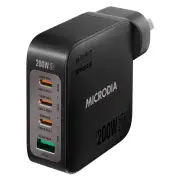 Microdia Smartcube Nano 200W 4 Port Gan Wall Charger - Black