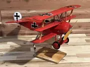 Hand Crafted Wood Fokker DR-1 Triplane Red Baron 16” Table Top Model NEW In Box