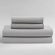 Calvin Klein - Queen Sheets, Cotton Sateen Bedding Set, Luxuriously Soft Home Decor (Pearl Edge Medium Grey, Queen)