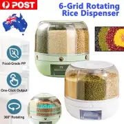 6 in1 10kg Rotating Grain Container Cereal Dispenser Dry Food Rice Storage Box