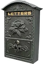 Exquisite Mailbox Wall Mounted Post Box Vintage Cast Iron Mailbox Security Lock Key Letter Box Vintage Drop Box Easy Installation Parcel Box Safer
