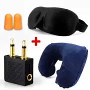 Travel Airplane Plane 4in1 3D Eye Mask Neck Pillow Earphone Jack Audio Adapter