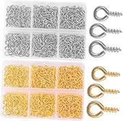 Veemoon Set of 2 Sheep's Eye Screws Self-Tapping Eye Bolt Screw Hooks for DIY Decor and Jewelry Making