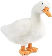 [Living Nature] Soft Toy, Plush Farm Animal, Large Duck (35cm), Realistic Cuddly Toy with Eco-Friendly Stuffing, Fluffy Faux Fur, Orange Beak, Webbed Feet, Educational Fact Tags