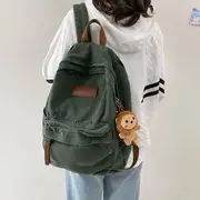 Canvas Zip Backpack With Lion Charm - Vintage Green - One Size