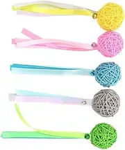 Happyyami 5pcs Cat Bell Toys Ribbons for Interactive Play and Molar Chewing Engaging Pet Diversion Toys for Cats
