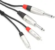 Hosa Dual Rean 1/4 Inch TS to RCA Pro Stereo Interconnect Cable, 5 Feet