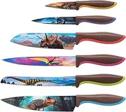 Chef’s Vision Jurassic Knife Set - 6-Piece Stainless Steel Kitchen Knives Set with Beautiful Dinosaur Designs- Great House Warming Gift Women or Men - Unique Kitchen Knife Set Gift