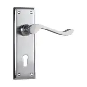 1097 Door Lever Camden Lock Pair Satin Chrome Polished Edge H152xW50xP