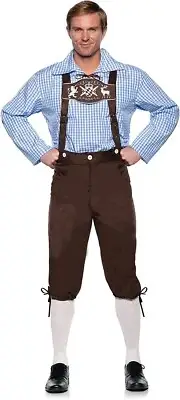 Underwraps Deluxe Lederhosen Brown Mens Beer Halloween Costume Oktoberfest 30553