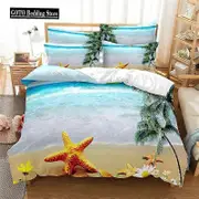 v345 Bed Sheets Printed Cotton Duvet Cover Sets Seascape Home Textile Kids, Adults Bed Set Queen Size Duvet Cover with Pillowcase Bedclothes 3-Piece B
