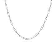 Culturesse Elijah 47cm Link Chain Necklace White Rhodium Plating Sterling Silver