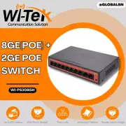 WITEK 8GE+2GE Ports 250M Long Range PoE Switch with 8Port PoE WI-PS308GH