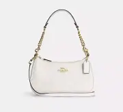 Coach CA548 Teri Fashion Shoulder Bag NWT Glacier White In Leather Coated Canvas