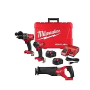 Milwaukee Hammer Drill + Impact Driver Combo Kit Cordless w/ SAWZALL Saw 18V