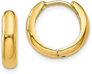 [LooptyHoops] Small 14K Gold Huggie Hinged Hoop Earrings, 0.5 In (12mm) (3mm Tube)
