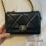 正品現貨 CHANEL 香奈兒 19BAG WOC 菱格紋 斜挎包 單肩包 羊皮鏈條包 黑色 AP0957 實拍