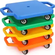 4 Pieces Sports Scooter Board with Handles Plastic Casters Floor Scooter Board S