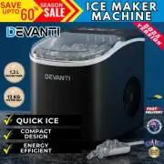 Devanti Portable Ice Maker Machine Ice Cube Tray 12kg Bar Countertop Black New