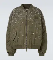[Miu Miu] Miu Miu Sequined cotton gabardine bomber jacket AU 93 green