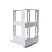 2 Layer Bottle Storage Rack White Cabinet Multifunction Rotating Jars Spice Rack Kitchen Storage Holder Organizer Kitchen Tools