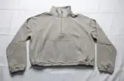 lululemon Women's Brushed Softstreme Half Zip Sweatshirt CD4 Riverstone Size 8