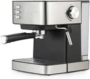 [Salter] Manual espresso machine with milk frother, compatible with ground coffee, 15 bar Italian pressure pump, 1.6L detachable water tank, includes measuring spoon,