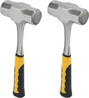 2 Pack 4lb Small Sledge Hammer, Club Hammer Medium, Silver, Black, Yellow