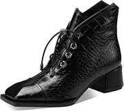 [TDD] Western Gladiator Boots For Women Winter Ankle Extra Wide Calf Booties Botas Para Mujer Chelsea Leather Chunky Block Dress Combat Warm Lined Cowboy Cowgirl Ladies High Heels