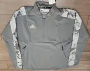 New Adidas 1/4 Zip Long Sleeve Windbreaker Pullover Gray GG2892 Mens Size Med