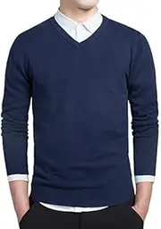 [Generic] Men's V Neck Pullover Sweaters Classic Long Sleeve Knitting Sweater