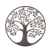 Willow & Silk Laser Cut 60cm Brown Round Tree of Life w/ Heart Leaves Wall Art