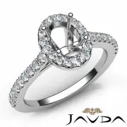 Oval Semi Mount Diamond U Shape Prong Set Engagement Ring 18k White Gold 0.5Ctw