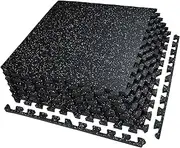 0.56 Inch Thick Upgraded Exercise Equipment Mats, 6 Tiles Rubber Top with High Density EVA Foam, Large Interlocking Puzzle Floor Protection Mat for Home Gym, Heavy Weight Workout, 24 x 24in