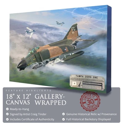 F-4 Phantom II - Tampa Zero One - 18"x12" Canvas | INCLUDES: Missile Panel Relic