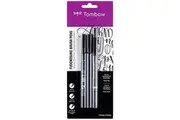 Tombow Fudenosuke Calligraphy Brush Pens, Set of 3, Black, Hard/Soft/Double Tip