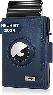 [Marc Peter] Chicago Leather Push Air Slim Wallet - Airtag Wallet with Coin Compartment - RFID Protection Small Mini Wallet