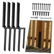 Fence Post Repair 4 Pack,Fence Post Stake Double Ground Spike with Black