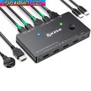 KVM201TC 4K USB-C/HDMI 2 Port KVM Switch HDMI for U Disk Keyboard Monitor Printe