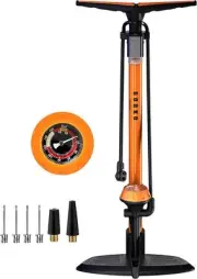 GOBKO Bike Pump with Gauge,Bicycle Floor for Presta and Schrader Orange