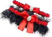 [LIFKOME] 2pcs Bridal Lace Garters Elastic Leg Rings for Wedding Comfortable Fashionable Bowknot Leg Bands for Bride