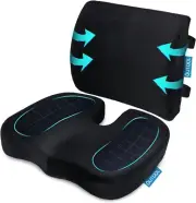 Lumbar Support Memory Foam Chair Pad and Back Cushion for Office Chair Car Seat